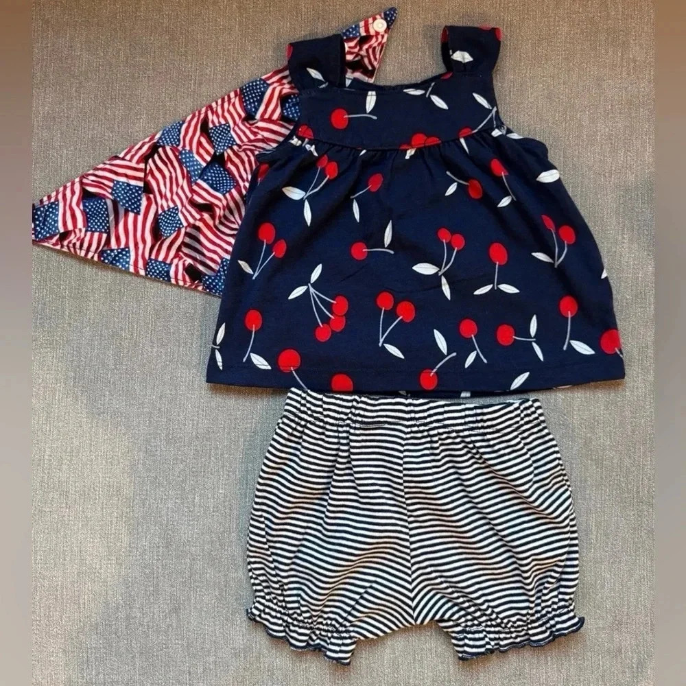 Baby Girl’s Patriotic outfit - red, white and blue, size 6 months